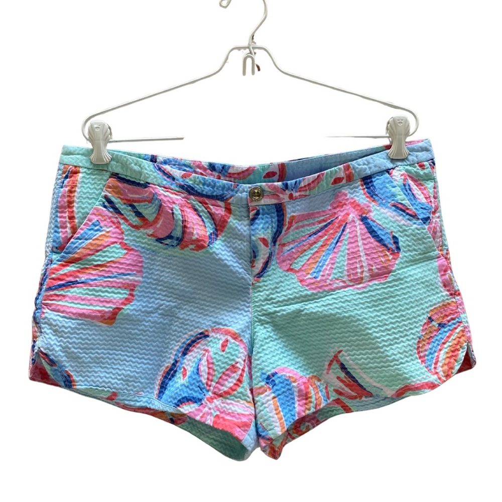 Lilly Pulitzer Women’s Adie Resort Shorts Pastel Blue and Pink Shells Sz 12 NWOT